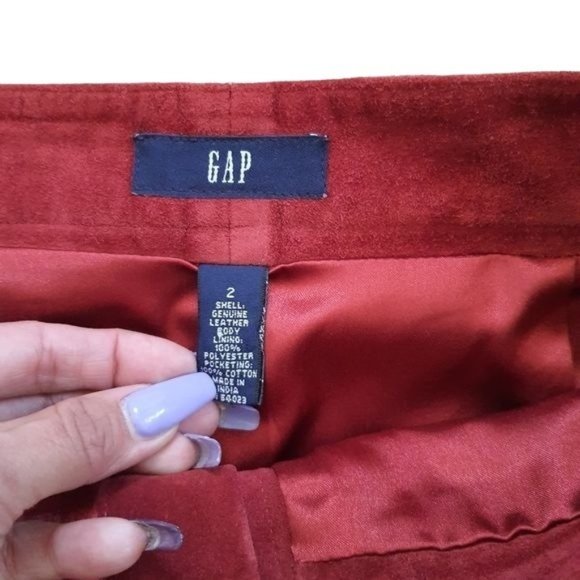 Gap Vintage Genuine Red Leather Suede Skirt - Picture 8 of 9